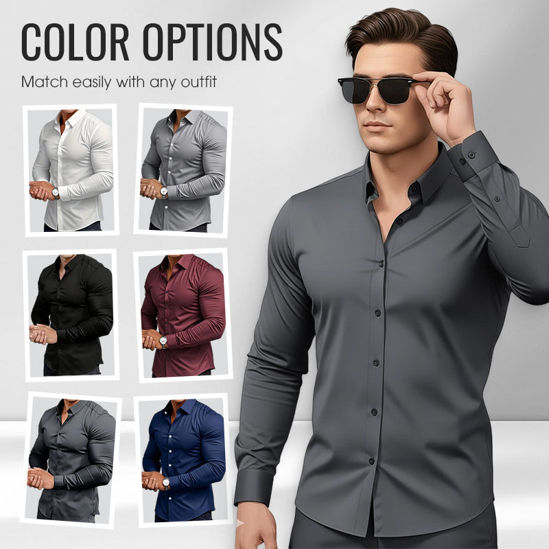 📢📢50% OFF !!!⏰Men's Solid Color Lapel Long Sleeve Button-Down Shirts