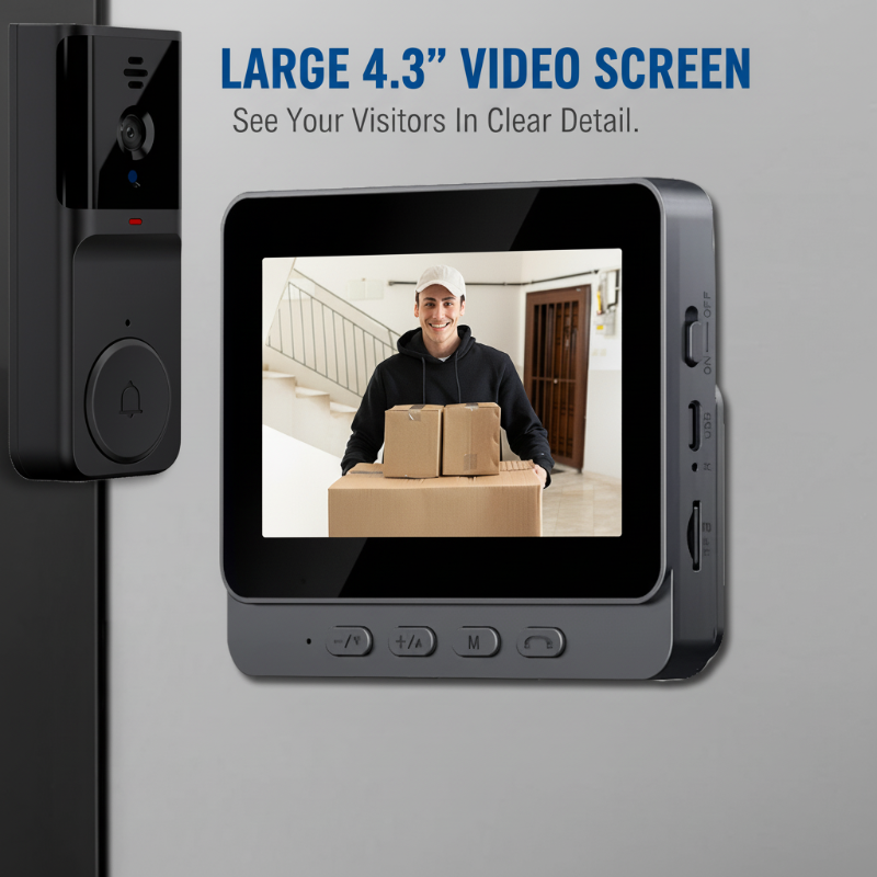 Cordless Smart Video Doorbell with 4.3
