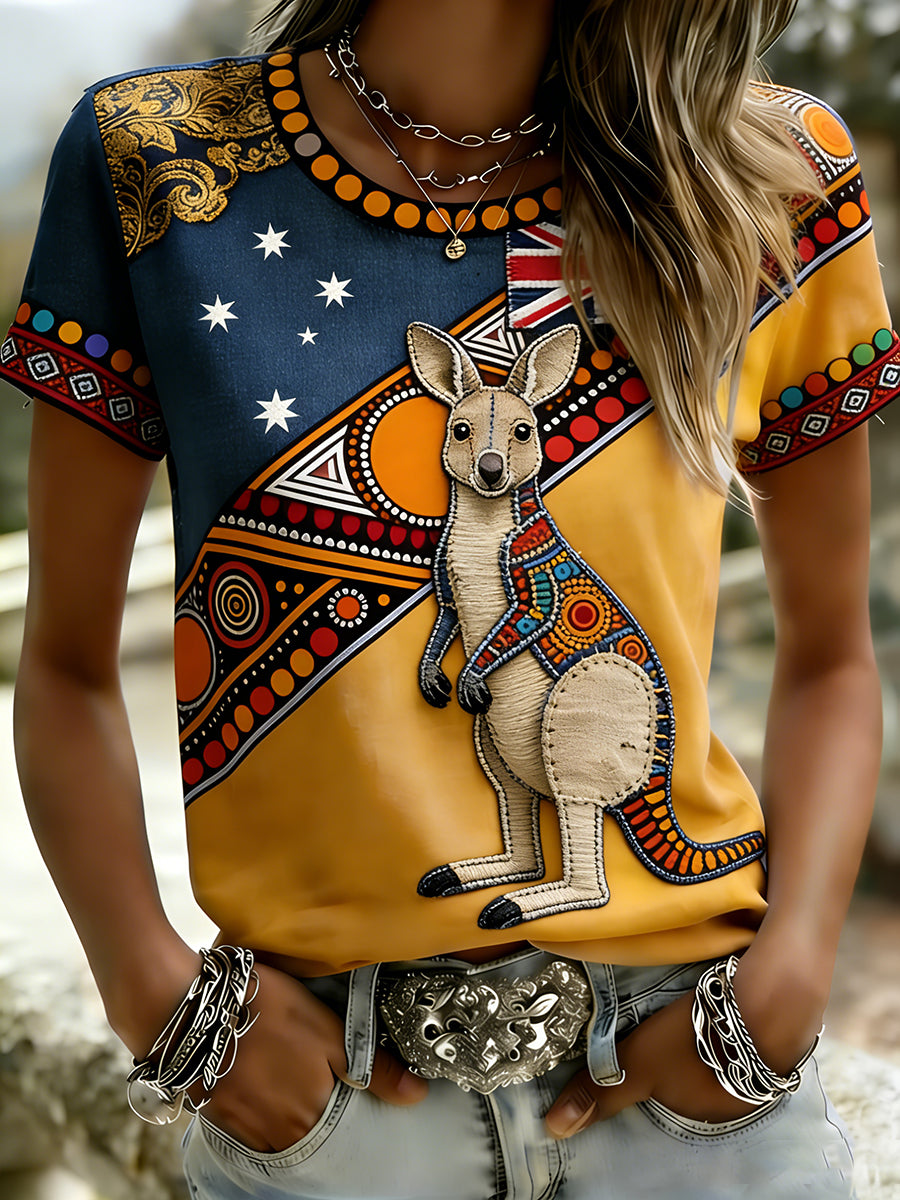 Retro Australian Art Print Casual T-Shirt