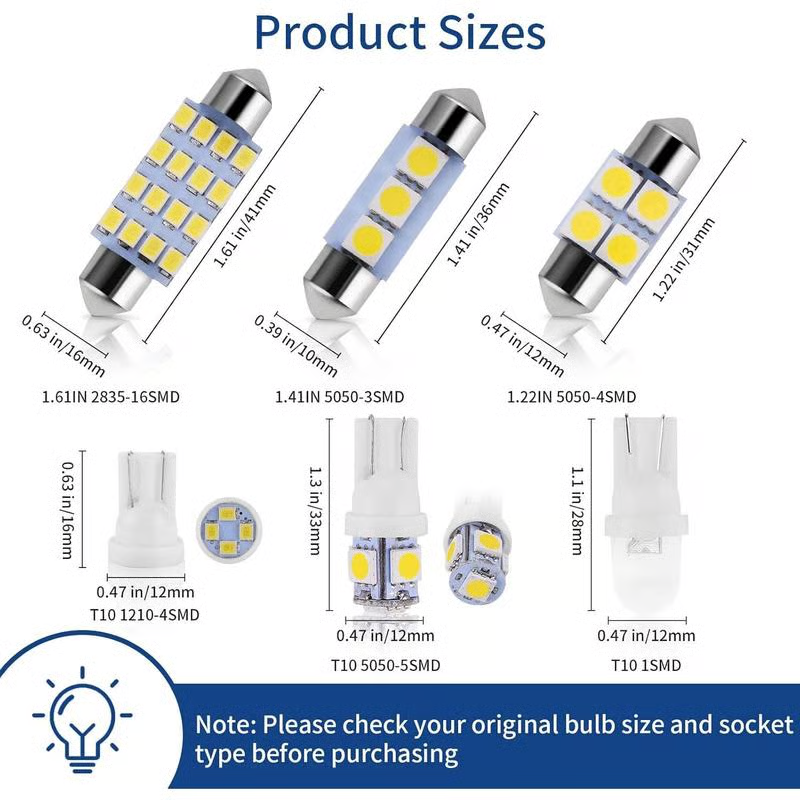 🔥42 Pieces Interior Car Lights, Super Bright White Dome Map Tail Cab Lights Bulb Kit Set