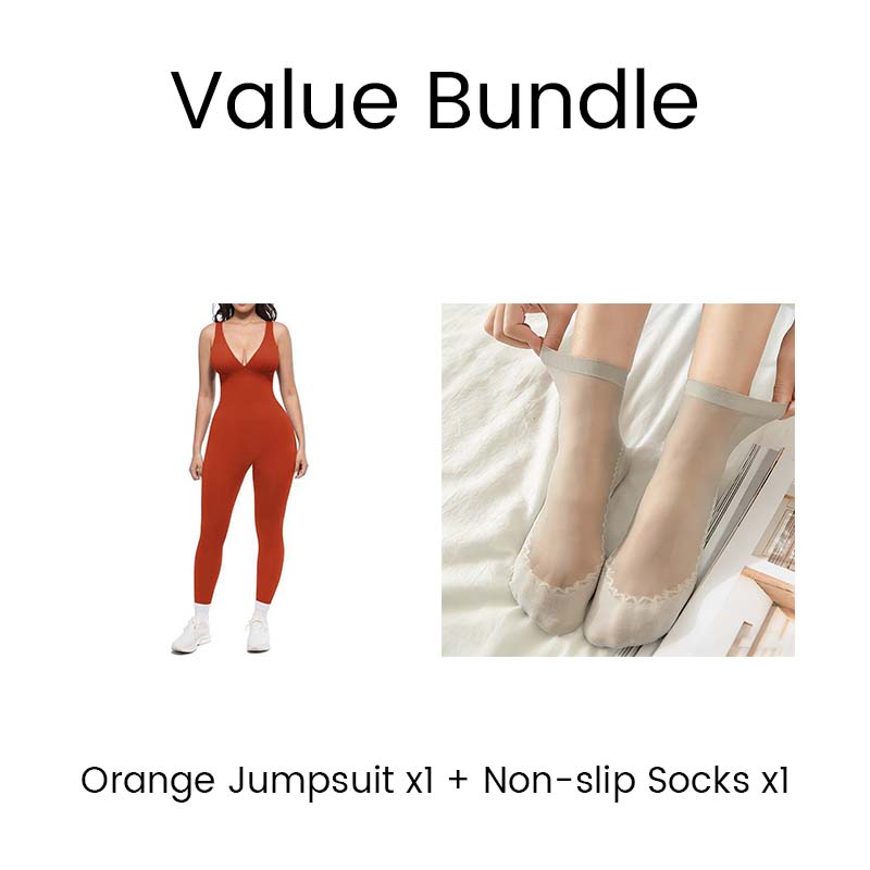 🥳2026 HOT SALE🥳💞50K+ SOLD!🌸🦋50% OFF High-Stretch V-Neck Jumpsuit – All-day ease for fitness & beyond. Breathable, flexible & effortlessly chic. Your go-to for movement. 🧘‍♀️💫