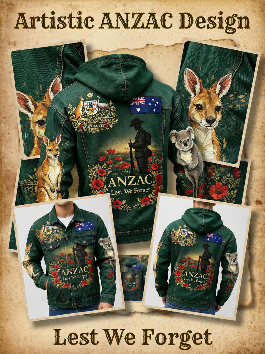 Retro Australian Art Print Casual Hoodie Jacket