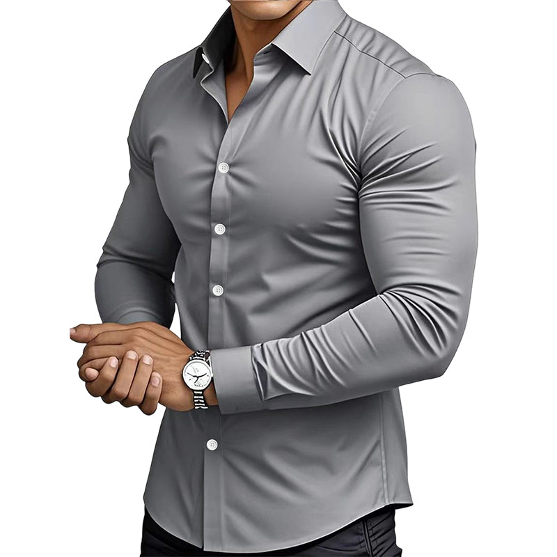 📢📢50% OFF !!!⏰Men's Solid Color Lapel Long Sleeve Button-Down Shirts