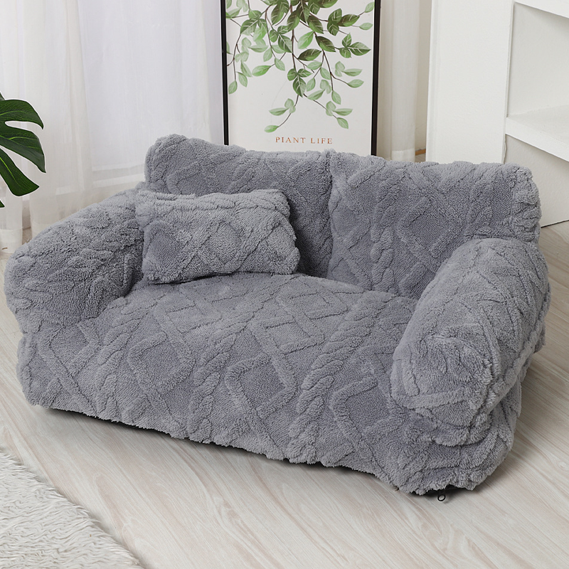 ✨ Plush Calming Pet Sofa Bed – Raised Rim, Removable Cover & Non-Slip Bottom for Ultimate Comfort 🐾💎
