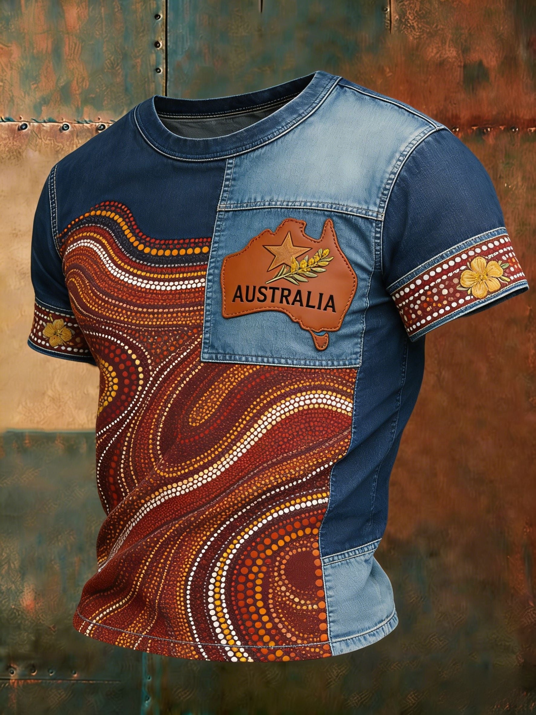 Men's  AU Aboriginal Culture Art NAIDOC Week Printed Casual Tops