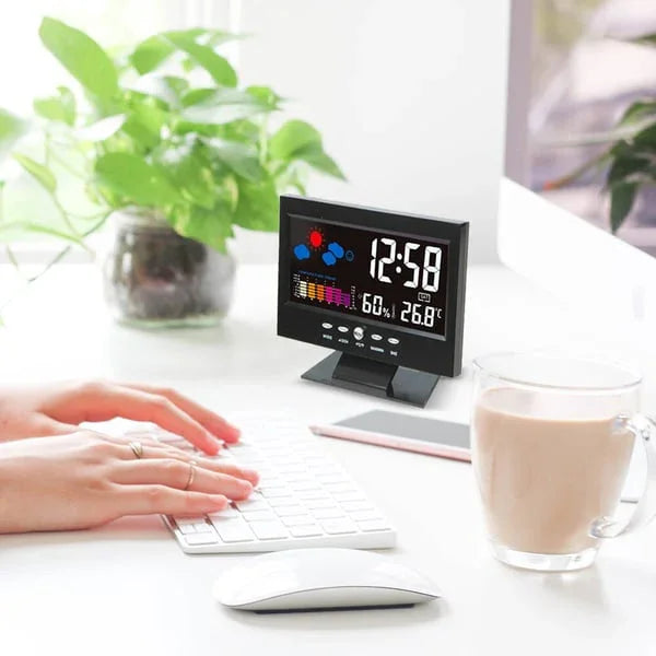 🔥Limitied Time 50% OFF🔥Digital LED Temperature Humidity Monitor Weather Forecast LED Table Alarm Clock