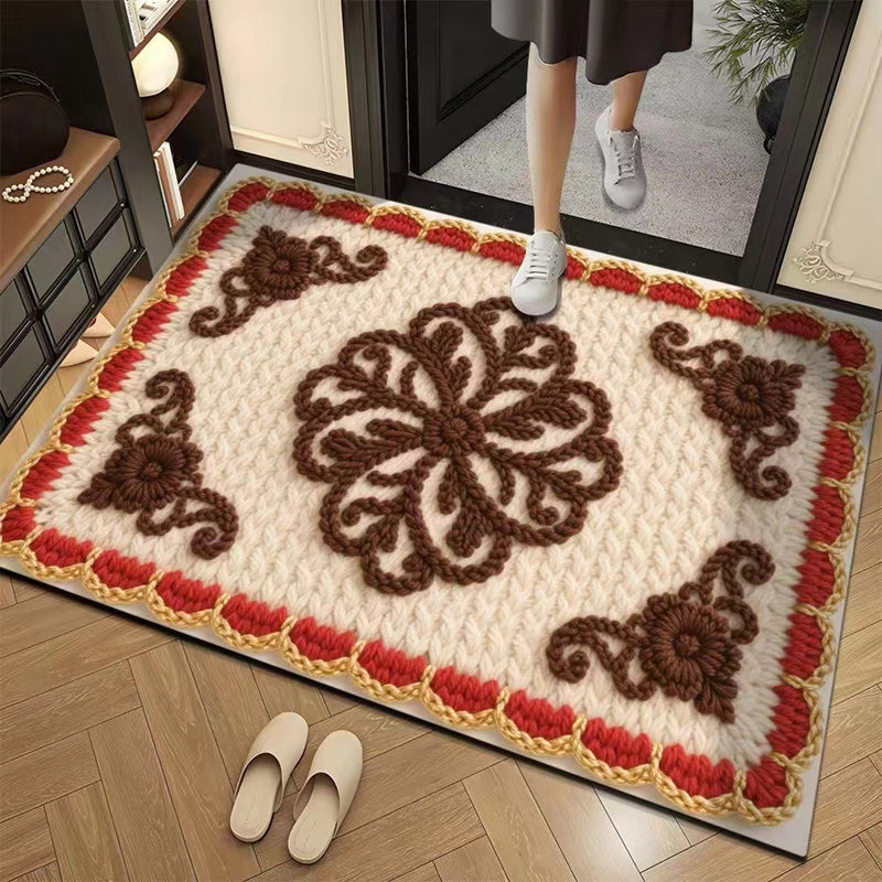 3D Floral Yarn Anti-Slip Absorbent Floor Mat – Stylish, Soft & Safe