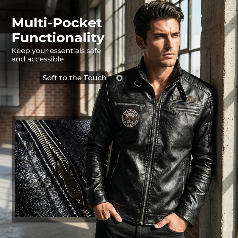 📢📢50% OFF !!!⏰Men's Lined Faux Leather Biker Jacket
