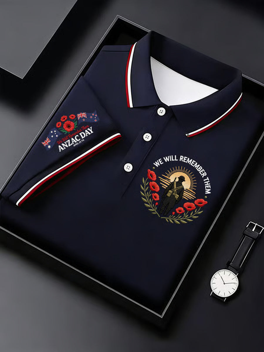 Men's Australian ANZAC Day Print Casual Short Sleeve Top