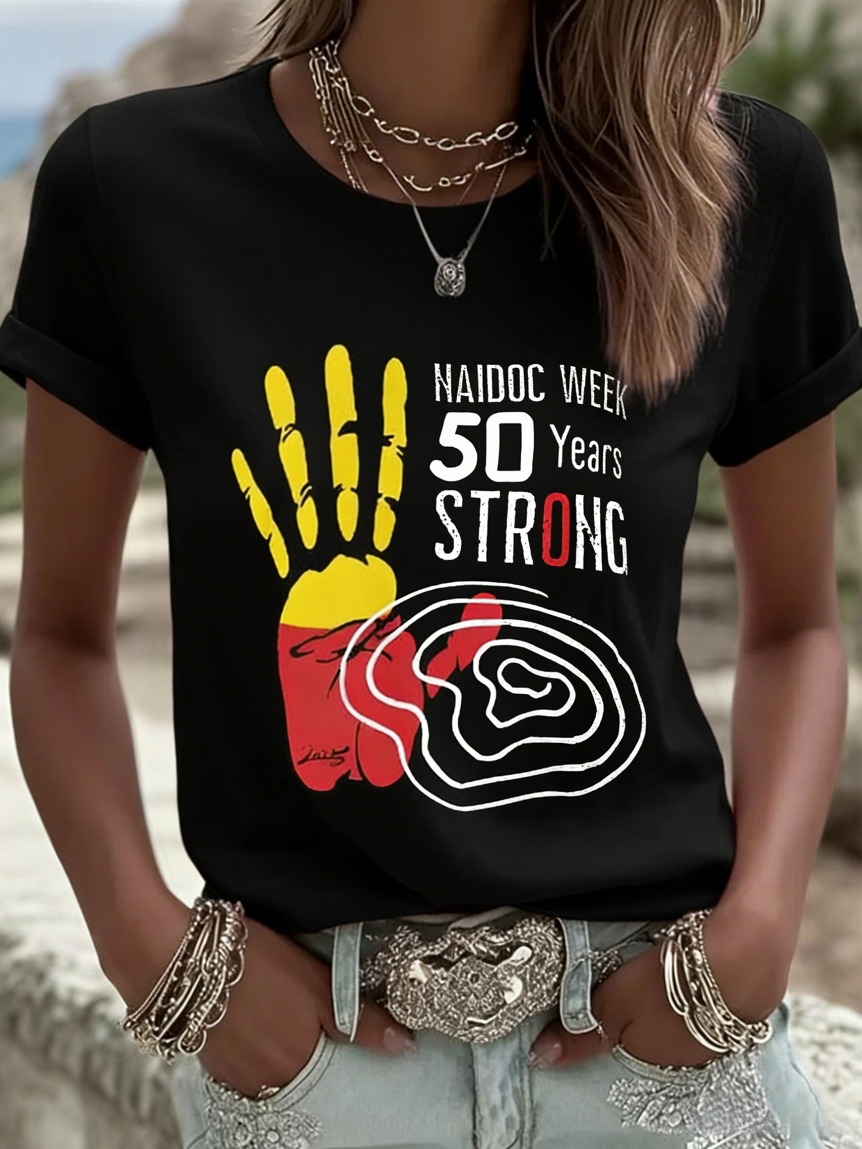 Women's AU Aboriginal Art NAIDOC Week Printed T-Shirt