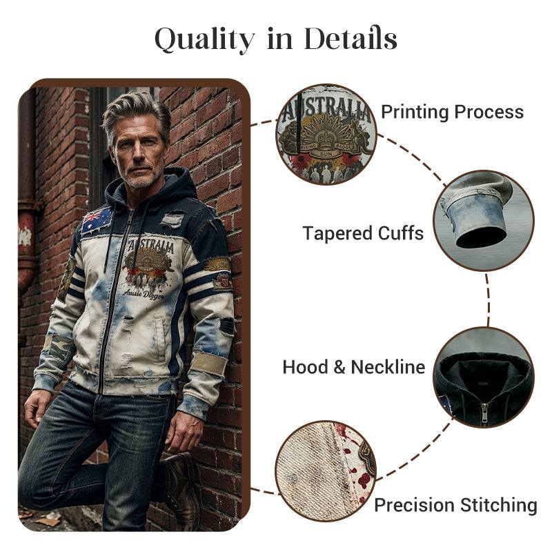 Men's  Australia Anzac Day Lest We Forget  Long-Sleeve Hooded Sweatshirt