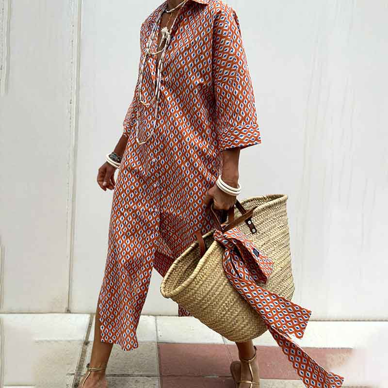 Loose Striped Half Sleeve Shirt Dress