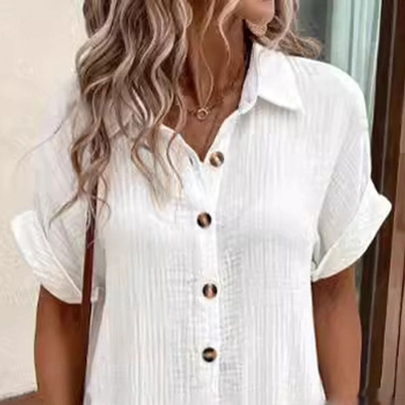 💎56% OFF! 💎 Women's Buttoned Short Sleeve Pocket Shirt Dress – Cotton Blend, Relaxed Fit & Everyday Versatility (M–2XL) 👗🌿