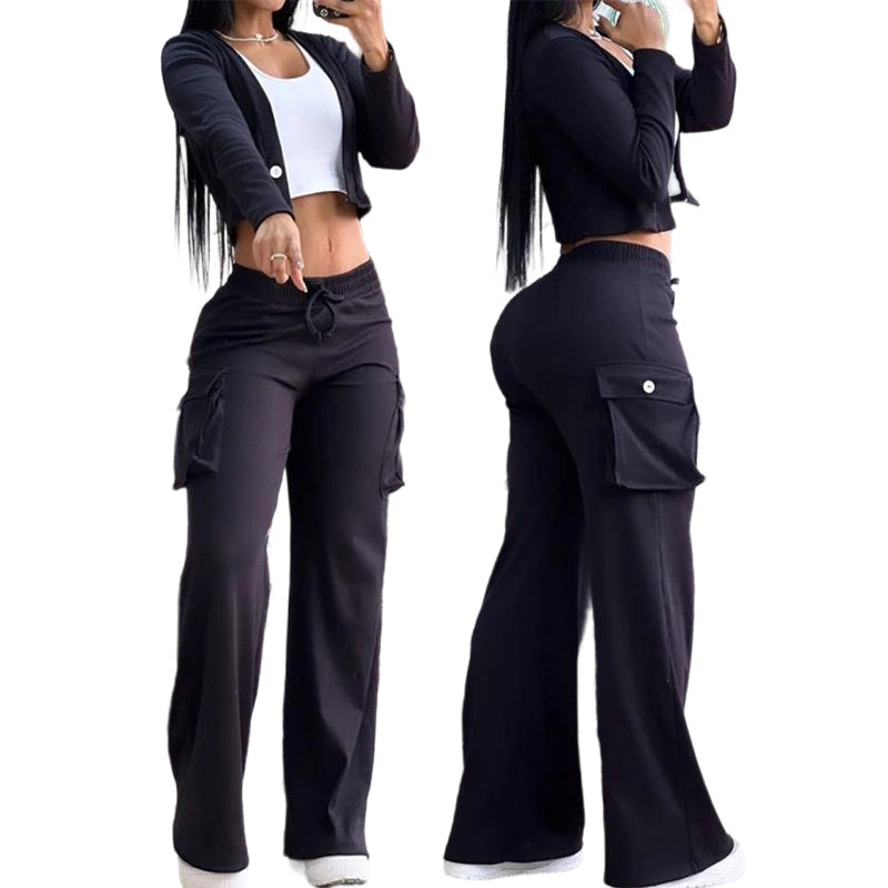 Modern Streetwear Two-Piece Set with Cargo Pockets