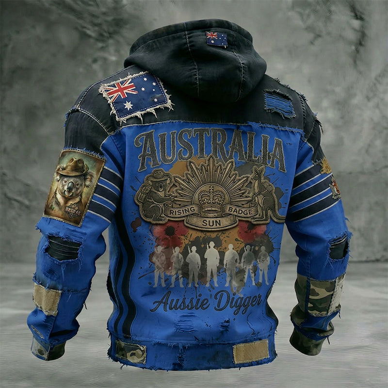 Men's  Australia Anzac Day Lest We Forget  Long-Sleeve Hooded Sweatshirt