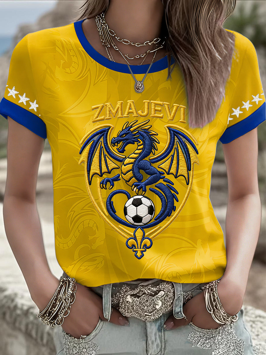 Women's Bosnia ZMAJEVI Football Lover Printed T-shirt