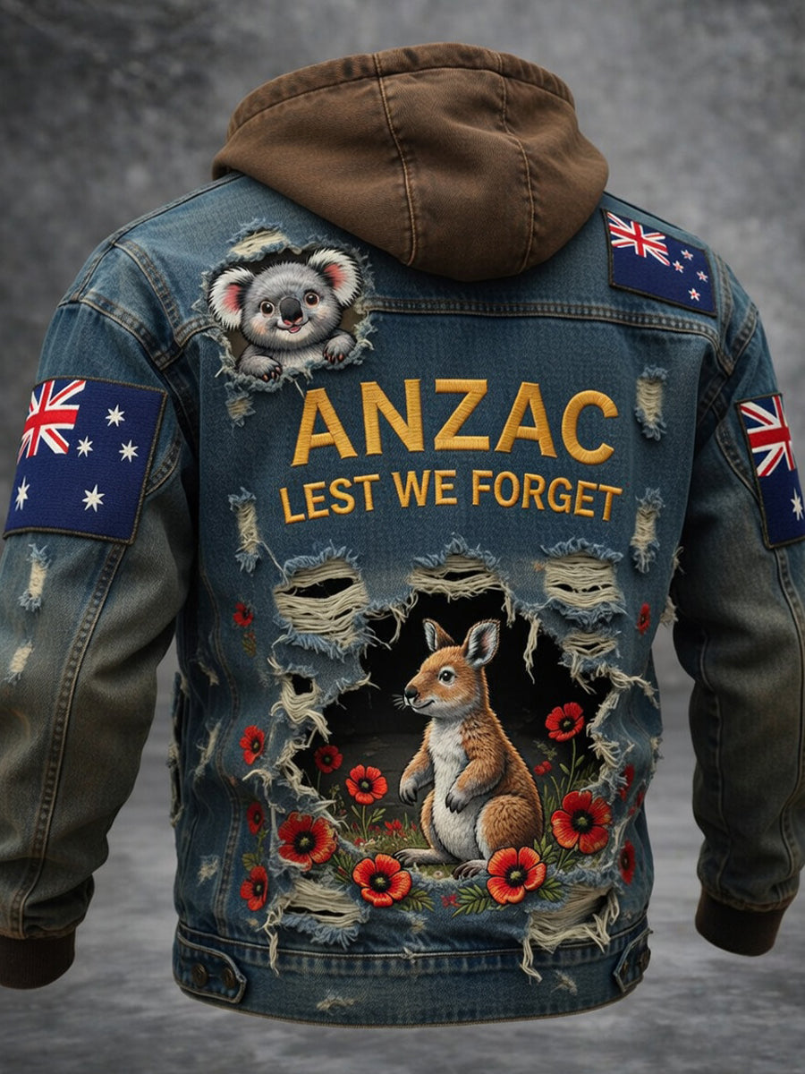 Retro Australian Art Print Casual Hoodie Jacket