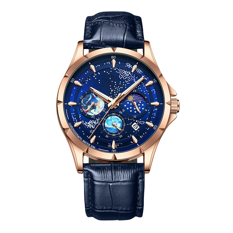 Men's Watch Luminous Starry Sky: Cosmic Starry Dial – Night Glow + Chronograph for Style & Practicality on Your Wrist! ⌚