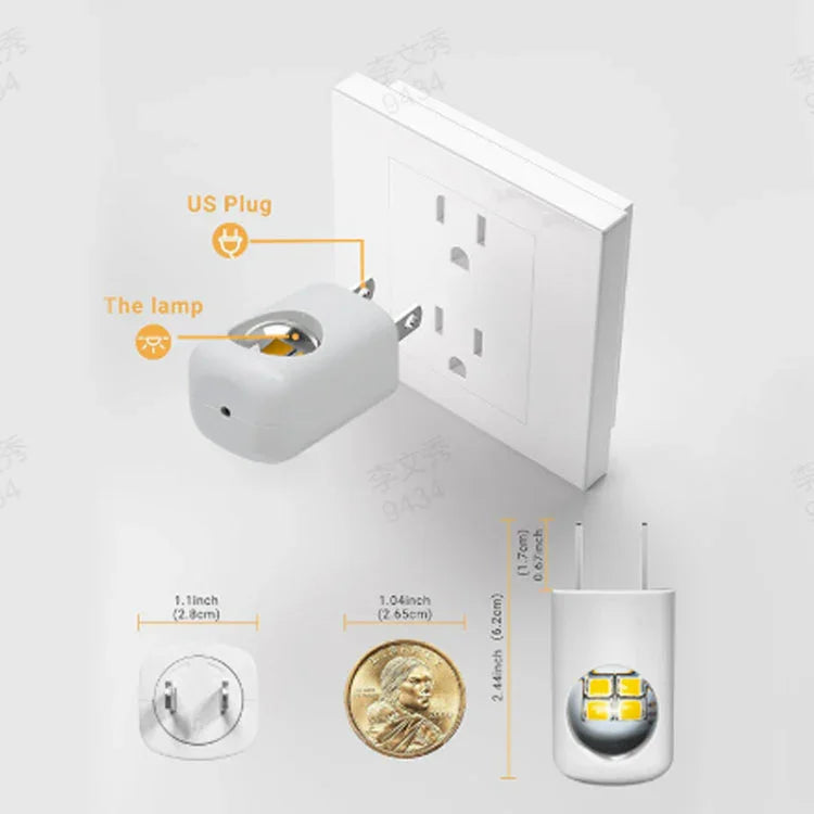 Smart LED Wall Socket Night Light With Auto-Dimmer