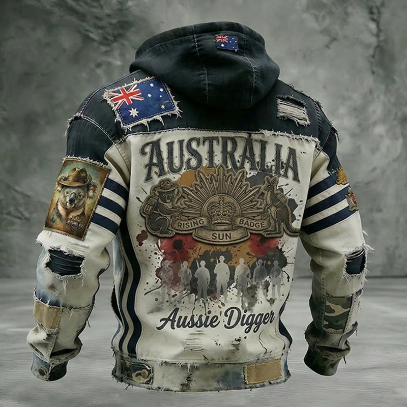 Men's  Australia Anzac Day Lest We Forget  Long-Sleeve Hooded Sweatshirt