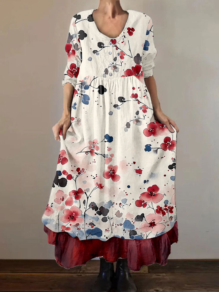 Women's Patriotic Floral Print Dress