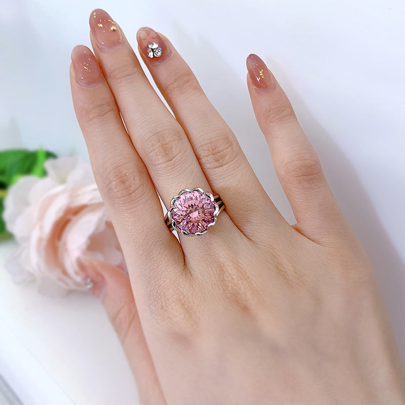 6 Carat Pink Lotus Zircon Ring