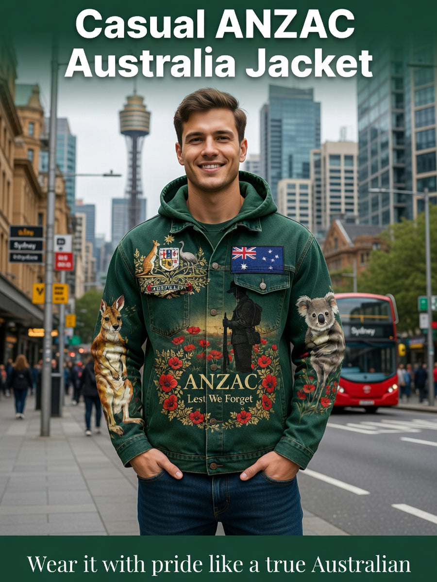 Retro Australian Art Print Casual Hoodie Jacket