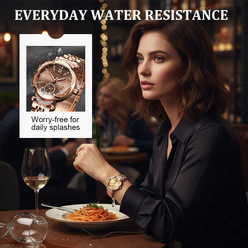 Elegant Iridescent Dial Waterproof Women's Quartz Watch