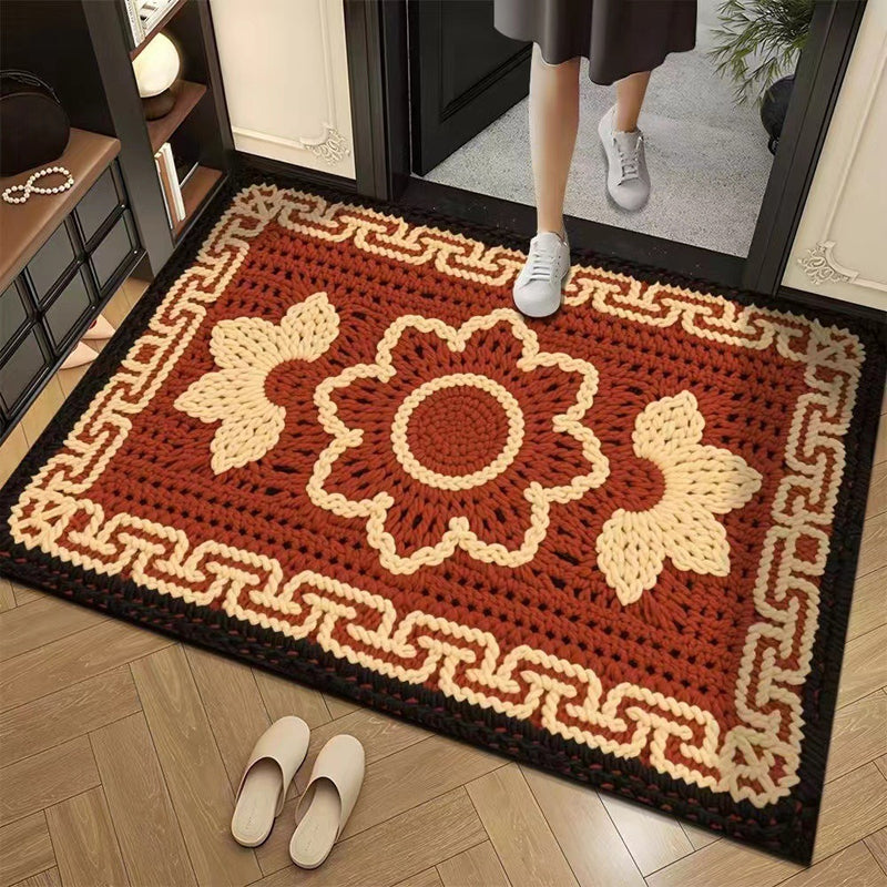 3D Floral Yarn Anti-Slip Absorbent Floor Mat – Stylish, Soft & Safe