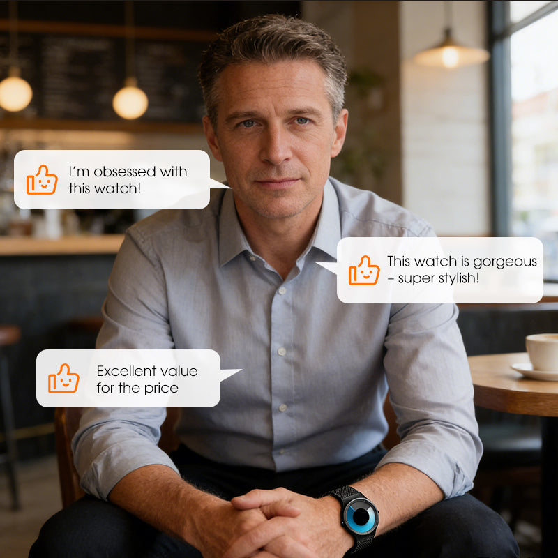 Men’s Futuristic Minimalist Watch with Creative Rotating Disk Dial