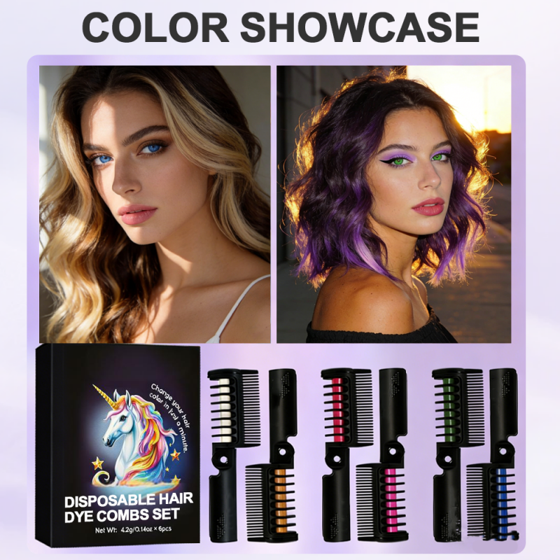 6-Pack Disposable Hair Dye Combs Set