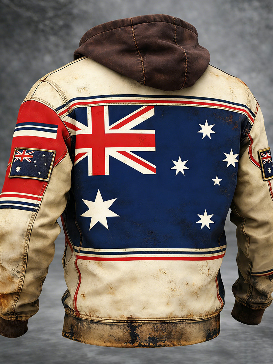 Retro Australian Art Print Casual Hoodie Jacket