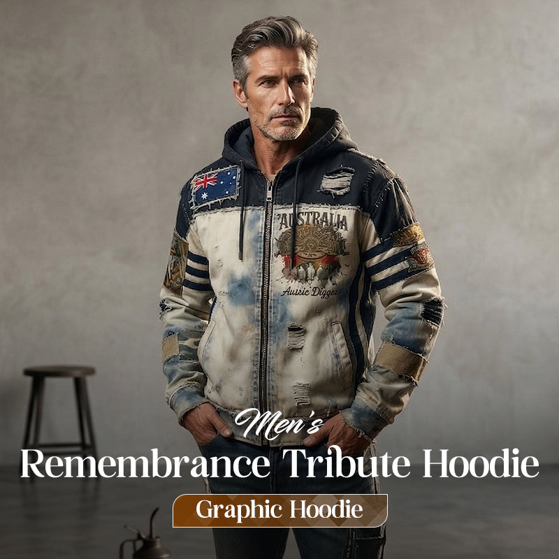 Men's  Australia Anzac Day Lest We Forget  Long-Sleeve Hooded Sweatshirt