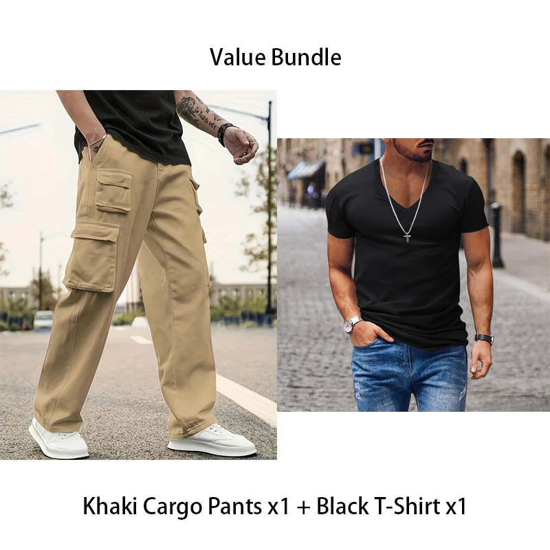 Men's Multi-Pocket Straight-Leg Cargo Pants