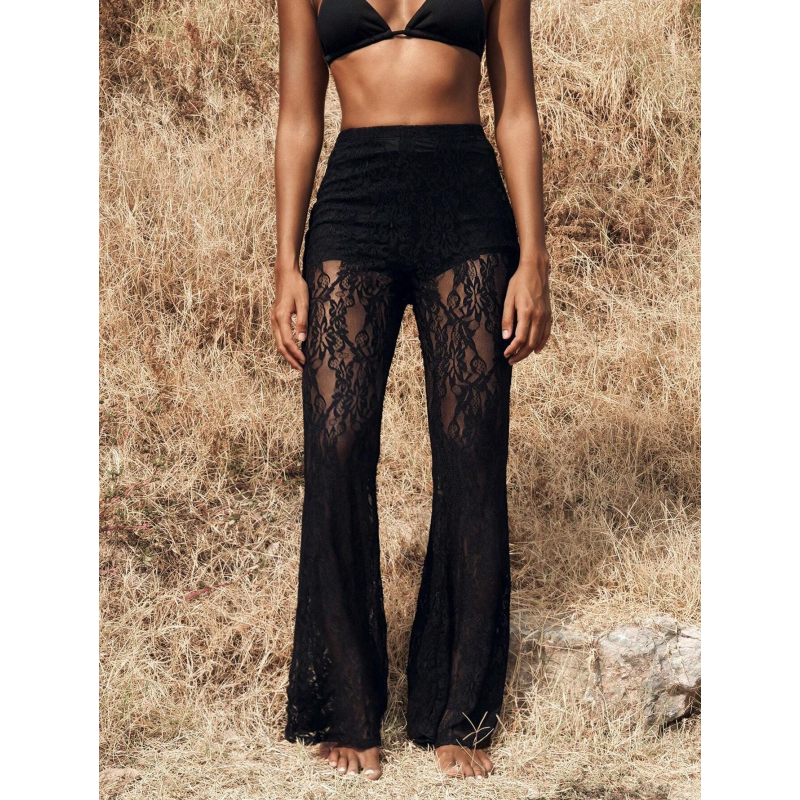 Elegant Lace Flare Pants with High-Waisted Design