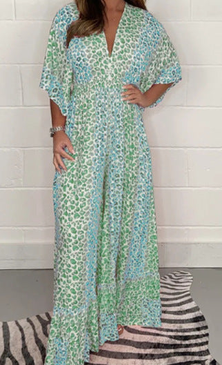 💖Last Day Sale 50% OFF💃V-neck Leopard Print Loose Wide Leg Dress Pants