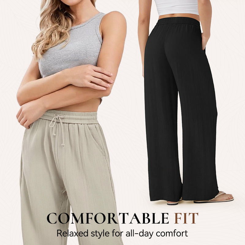 🔥LAST DAY SALE - 49% OFF🎁Lightweight Summer Linen Pants Solid Color Drawstring Casual Pants - Breathable & Skin-Friendly