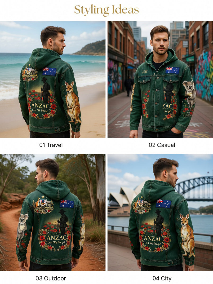 Retro Australian Art Print Casual Hoodie Jacket