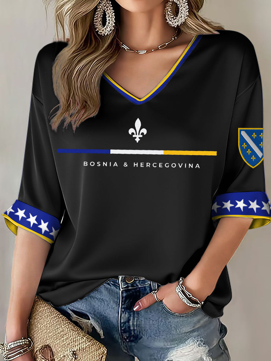 Women's Bosnia ZMAJEVI Football Lover Printed T-shirt