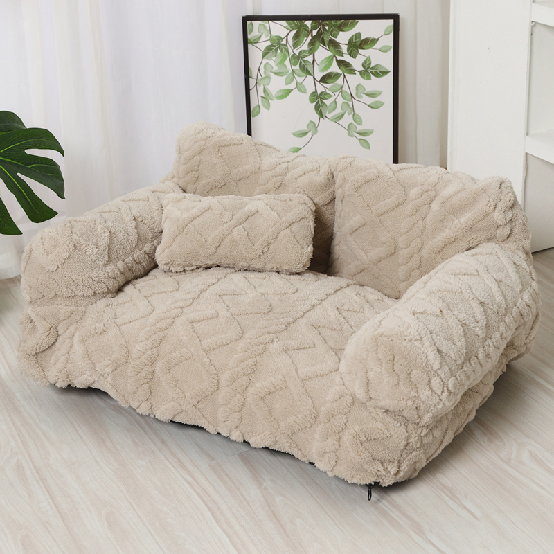 ✨ Plush Calming Pet Sofa Bed – Raised Rim, Removable Cover & Non-Slip Bottom for Ultimate Comfort 🐾💎