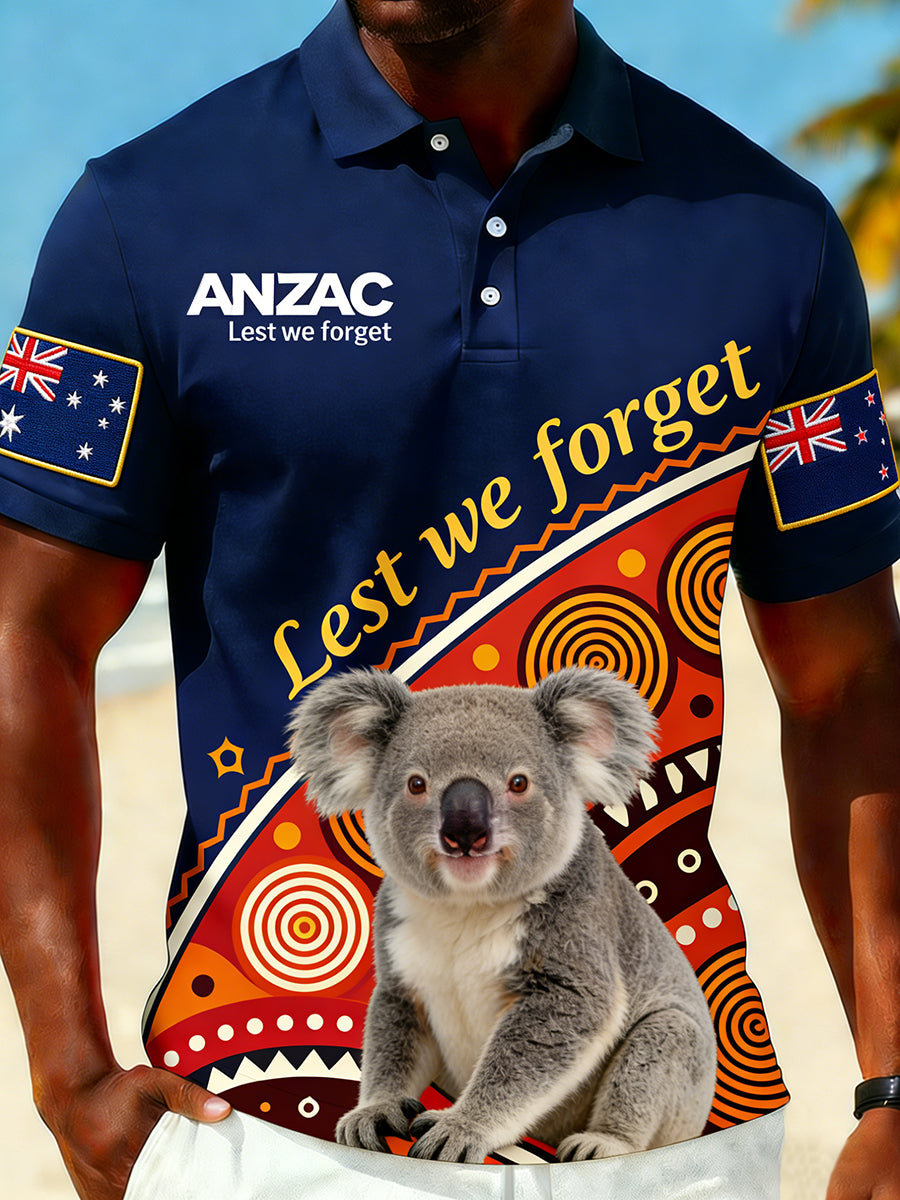 Retro Australian Art Print Casual Polo Shirt