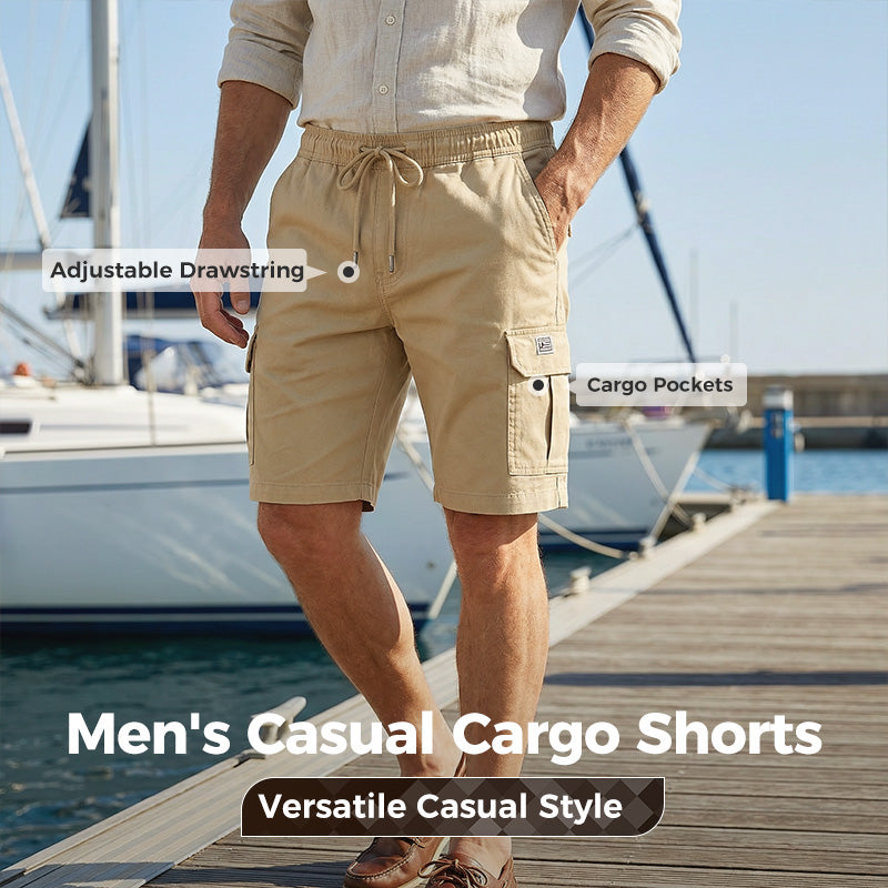 🎁 52% OFF! 💖🩳 Men's Casual Cargo Shorts with Drawstring Waist – Multi-Pocket, Lightweight & Breathable 👖✨