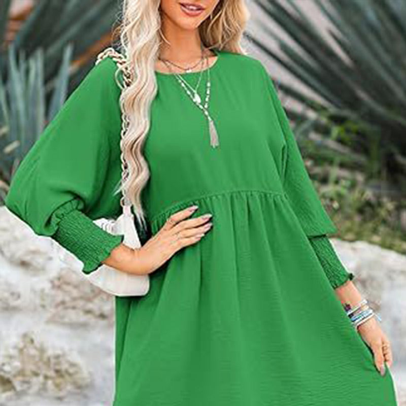 Round Neck Dress with 3/4 Sleeves