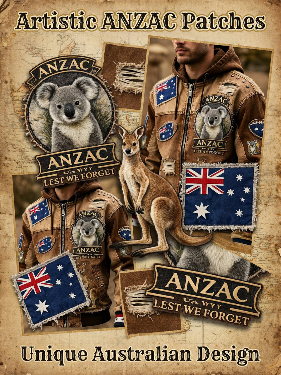 Retro Australian Art Print Casual Hoodie Jacket