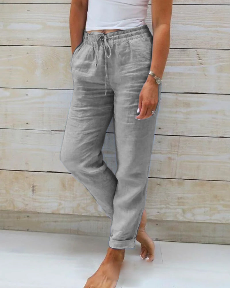 👖 50% OFF NOW! 🌿 Women's Elastic Waist Cotton Linen Wide Leg Pants – Breathable, Lightweight & Relaxed Fit ☀️