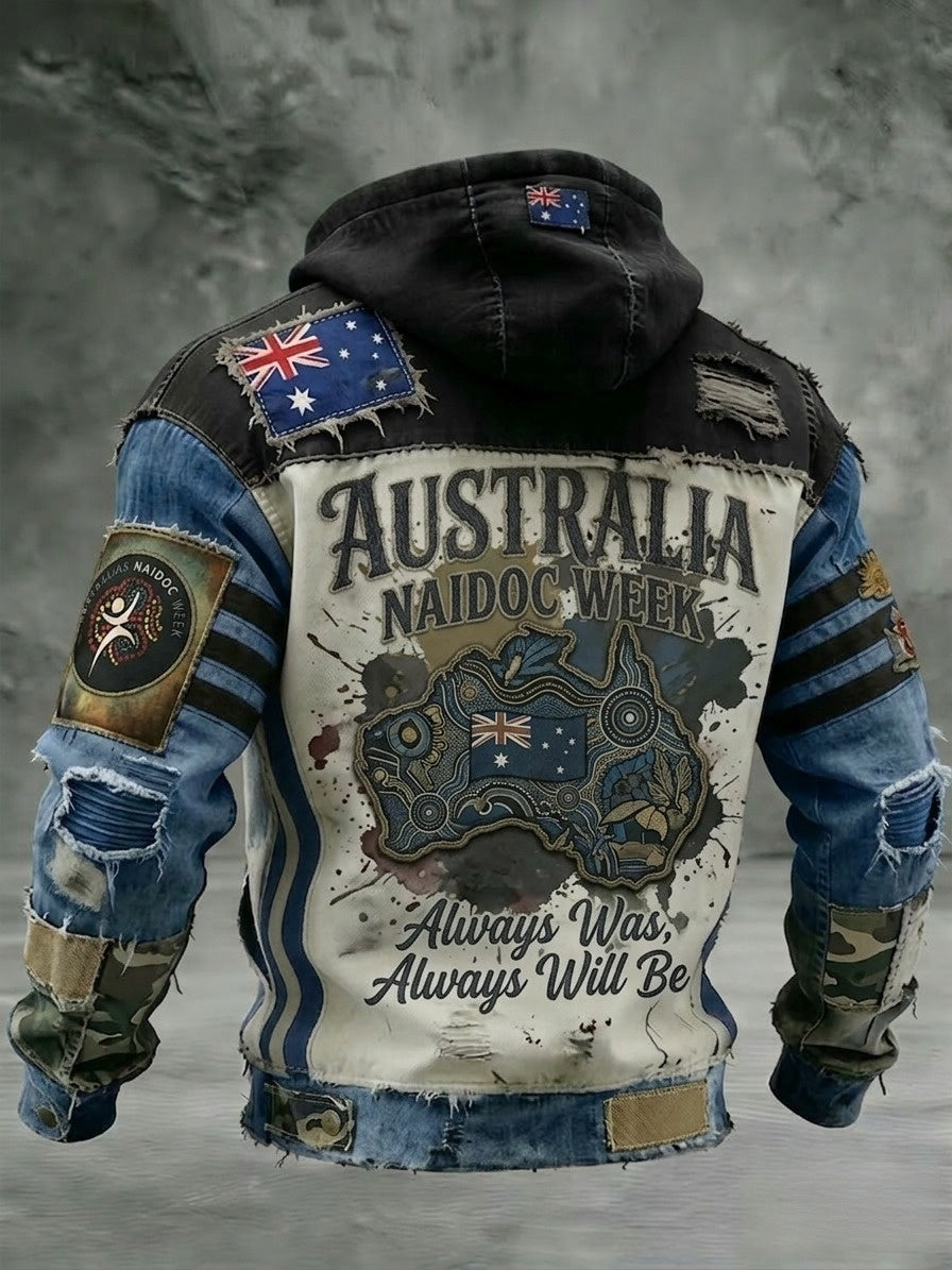 Men's AU Aboriginal Culture Printed Long-Sleeve Hooded Sweatshirt