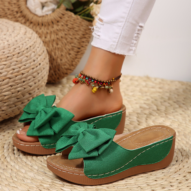 Women's Bowknot Peep-Toe Wedge Sandals