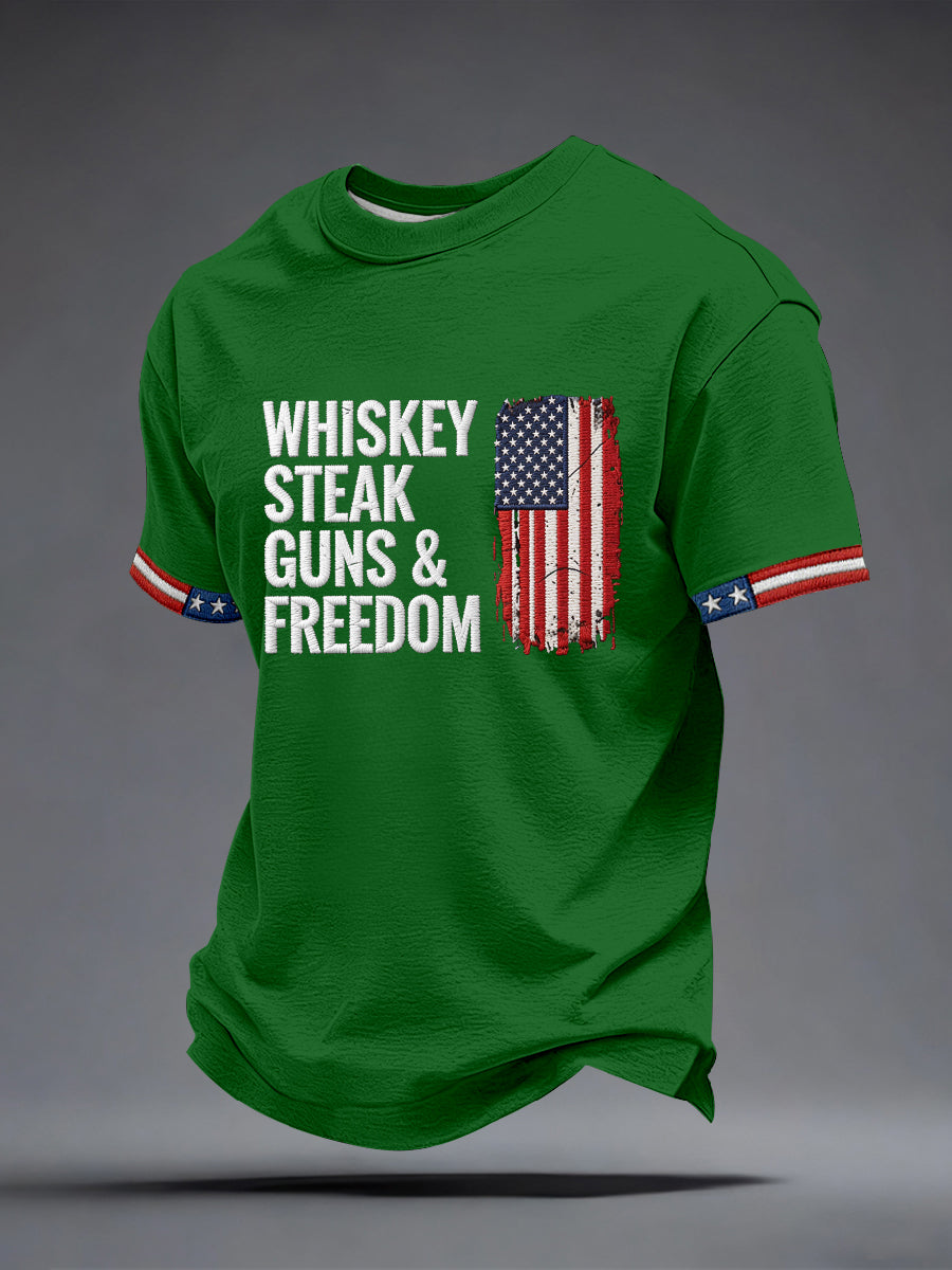 Men's Whiskey Steak Guns Freedom T-Shirt