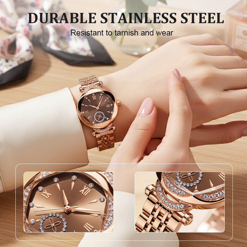 Elegant Iridescent Dial Waterproof Women's Quartz Watch
