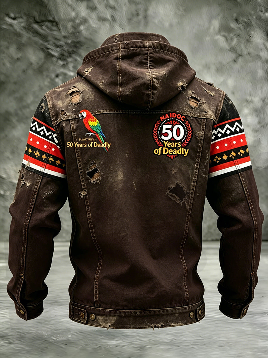 Retro Australian Art Print Casual Hoodie Jacket
